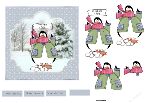 Penguin snowball sale 6x6 card