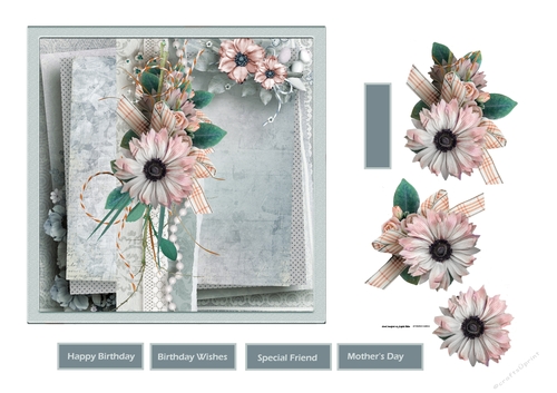A pink daisy 6x6 card