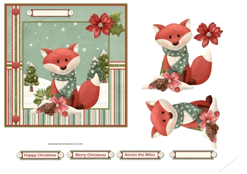Red fox at Christmas 6x6 card