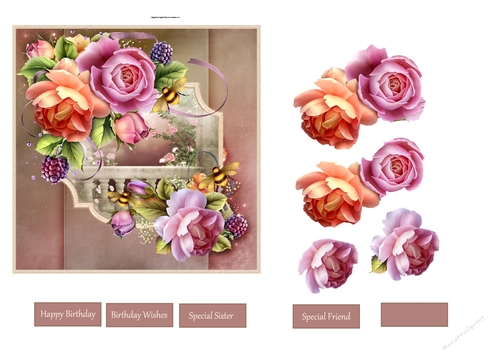English rose garden 6x6 card