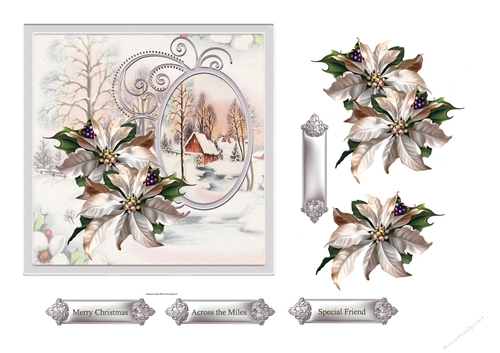 Poinsettia vintage Christmas 6x6 card
