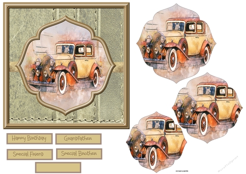 The vintage car 6x6 card