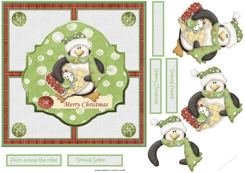 Penguin with a heart 7x7 card