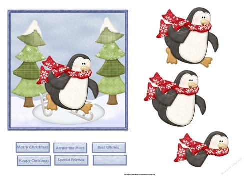Penguin skating5x5 card approx