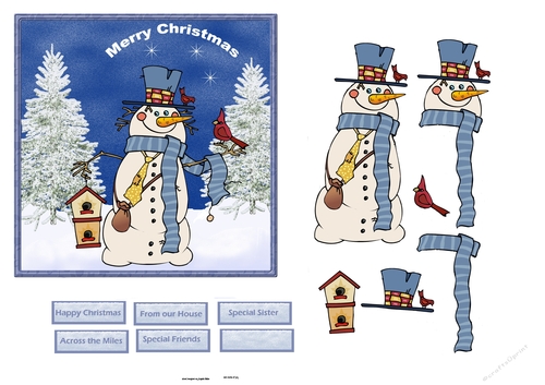 Snowman and birds friends 5x5x5x5 card