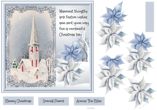 Church in the snow 7x7 card
