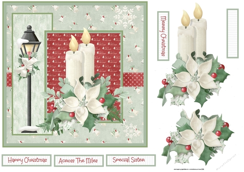 Candles and poinsettia 7x7 card