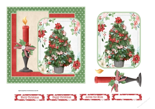 Christmas tree and candle 6x6 card