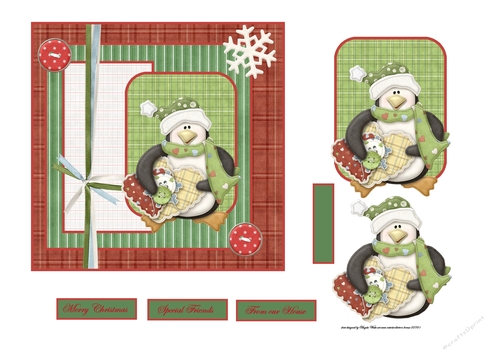 Christmas penguin 6x6 card