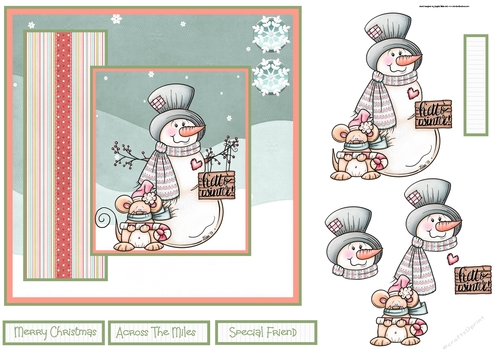 snowman and friend 7x7 card