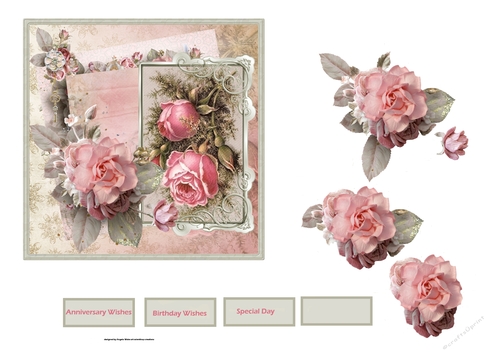 Vintage pink rose 5x5x5x5