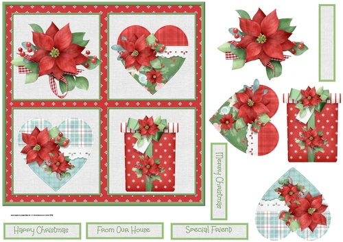 Red poinsettia 7x7 card