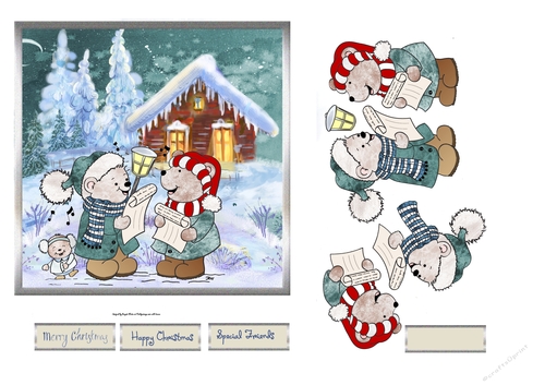 Bear carol singers 6x6 card