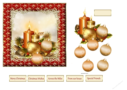 Candles and baubles 6x6 card