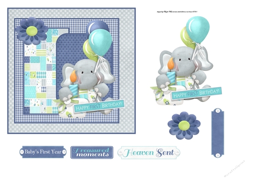 Elephant first birthday 6x6