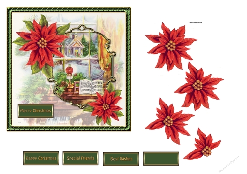 Music and poinsettia 6x6 card