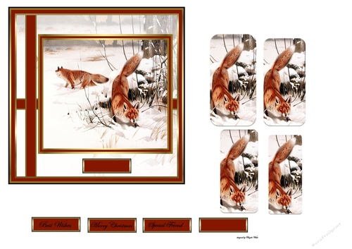 Red fox in the snow 6x6 card