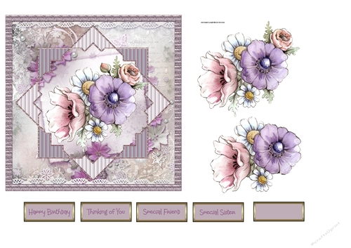 Summer flowers and lace 6x6 