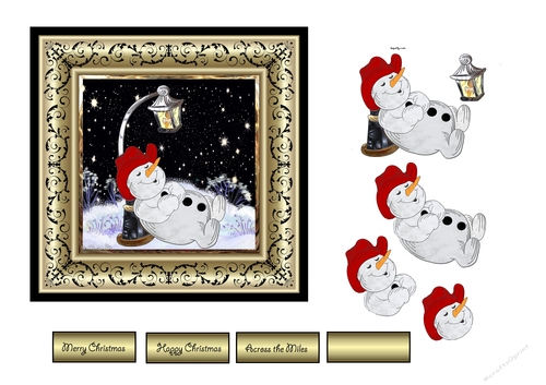 Snowman having a nap 6x6