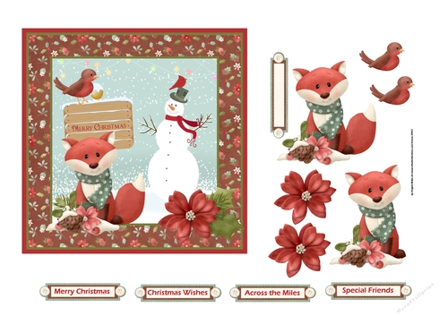 Red fox and friends 6x6 card