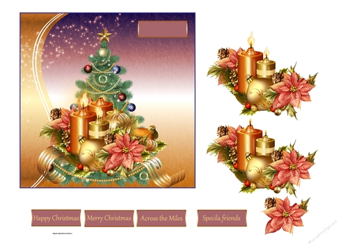 Tree, candles and bauble 6x6 card
