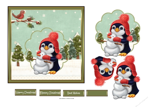 Penguin and snowman 6x6