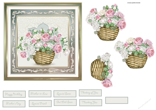 Basket of roses 6x6