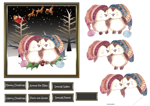 Christmas owls 6x6 