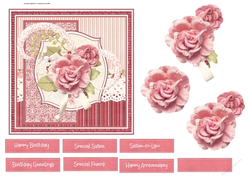 Vintage pink rose 6x6