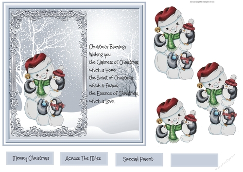 Snowman and penguins chillin 7x7