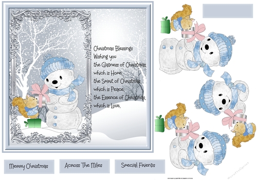 Squirrel and snowman 7x7 card