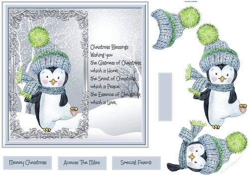 Dancing penguin 7x7 card