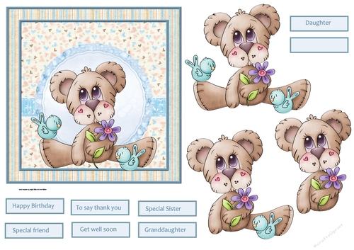 Teddy bear and friend 6x6