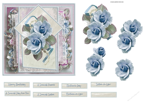 Vintage blue rose 6x6