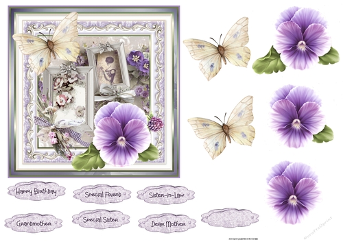 Pansy and butterfly 6x6