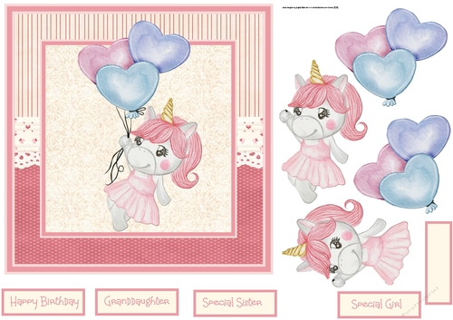 Balloon unicorn girl 7x7