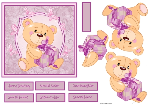 Teddy bear with a gift 6x6