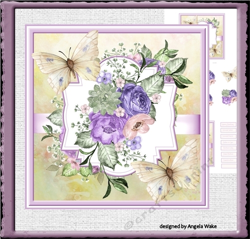 Purple rose and butterfly 7x7