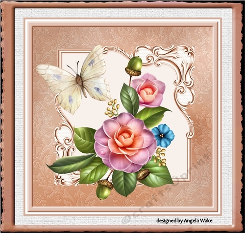 Camelia and butterfly 7x7