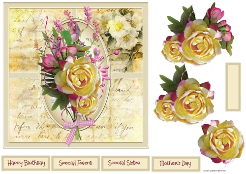Pink and yellow rose 7x7