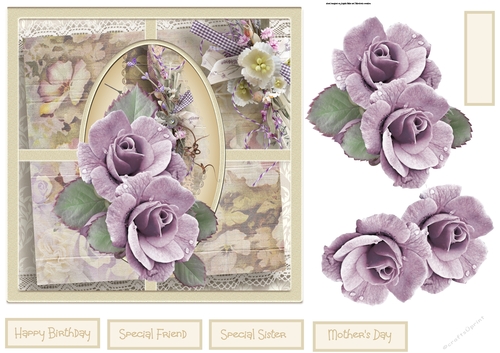 Lilac rose and pansy 7x7