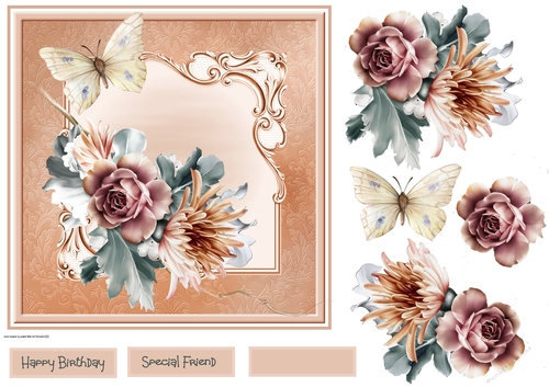 Flowers and butterfly 7x7