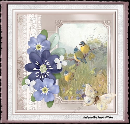 Blue tits and flowers 7x7
