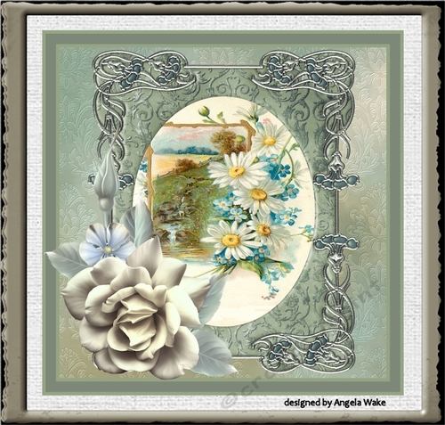 Country stream and flowers 7x7