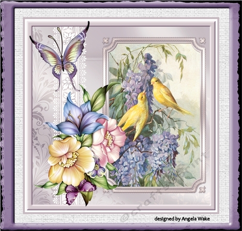 Birds, flowers and butterfly 7x7