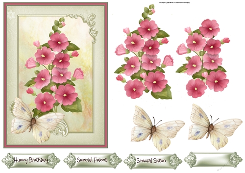 Hollyhocks 5x7 