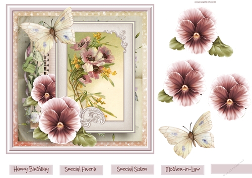 Anemones, pansy and mimosa 7x7