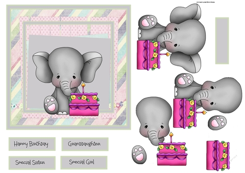 Elephants birthday cake 6x6