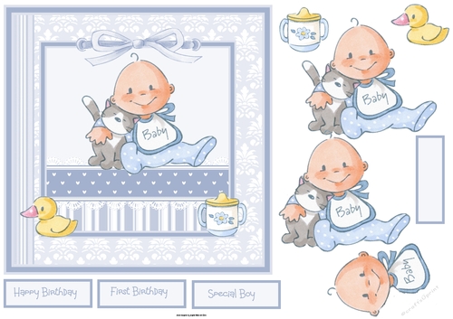 Baby boy and kitten 7x7