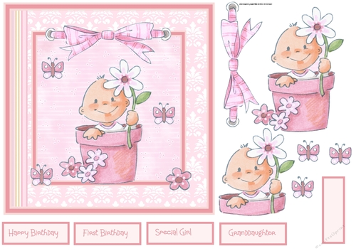 Baby girl in a flower pot 7x7